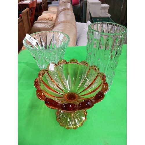 476 - Ploewza glass vase & 2 others