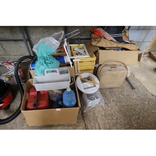122 - 2 boxes of tools, petrol cans, etc