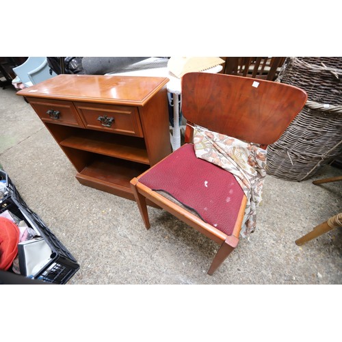 162 - Bookcase, 2 chairs, footstool, plastic storage