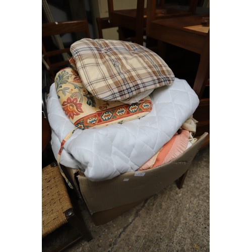 176 - Large box of various blankets, bedding, etc