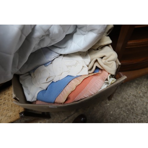 176 - Large box of various blankets, bedding, etc