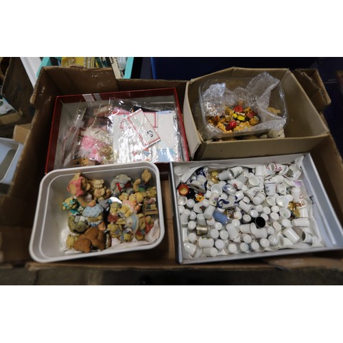 221 - Approx 200 thimbles, 50 teddy ornaments & misc craft items