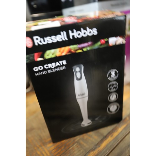 283 - Ninja stackable chopper & Russell Hobbs hand blender - warranted until 12 noon Tuesday following the... 