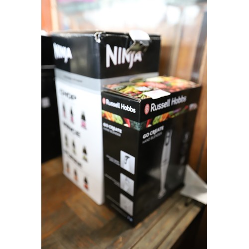 283 - Ninja stackable chopper & Russell Hobbs hand blender - warranted until 12 noon Tuesday following the... 