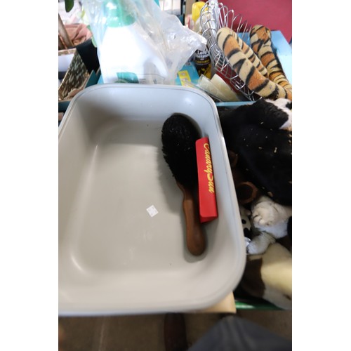 303 - 8 boxes of misc, incl kitchenware, wall clock, etc