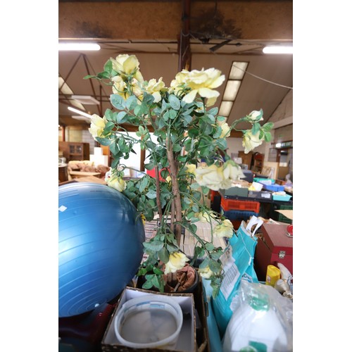 303 - 8 boxes of misc, incl kitchenware, wall clock, etc