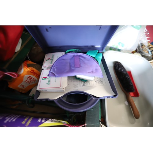 303 - 8 boxes of misc, incl kitchenware, wall clock, etc