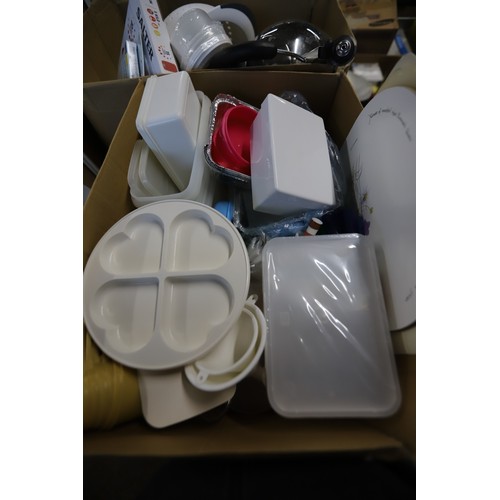 327 - Large qty of kitchenware, incl bread bin, various plastic storage containers, etc