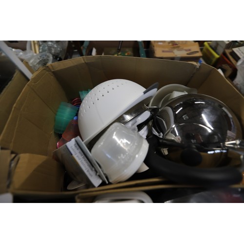 327 - Large qty of kitchenware, incl bread bin, various plastic storage containers, etc