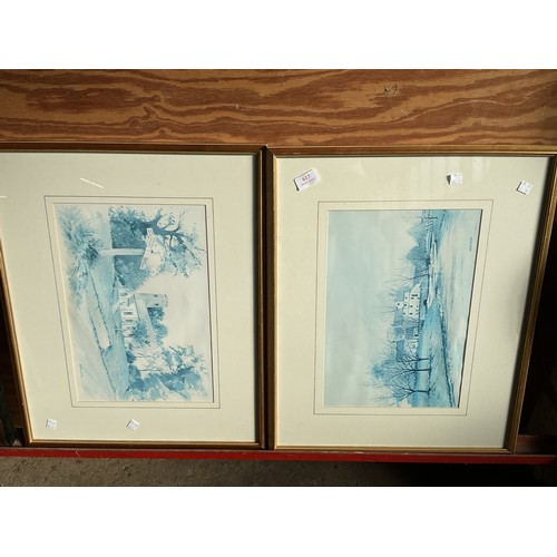 558 - 2 framed Martin Sexton prints, Bessingham Church & Norfolk mill