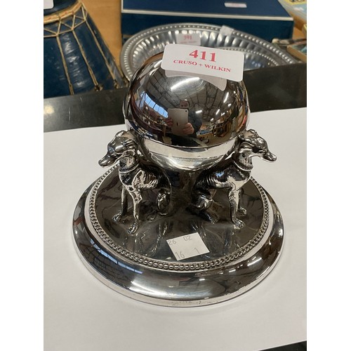 411 - Silver plated inkwell