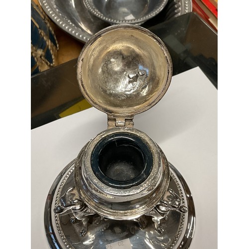 411 - Silver plated inkwell