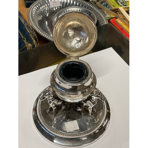 411 - Silver plated inkwell
