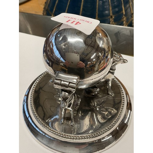 411 - Silver plated inkwell