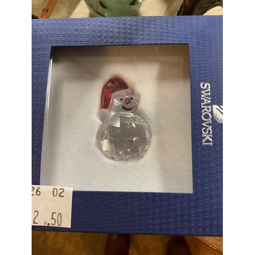 518 - 3 Swarovski crystal ornaments - 4 leaf clover, snowman, magnets
