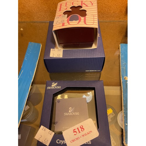 518 - 3 Swarovski crystal ornaments - 4 leaf clover, snowman, magnets