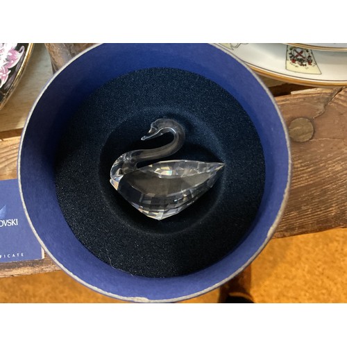 524 - Swarovski crystal large swan, med swan & small swan