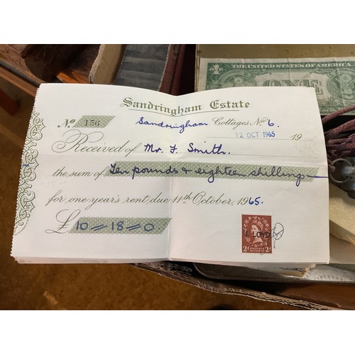 533 - Box, incl qty of stamps, few coins, etc