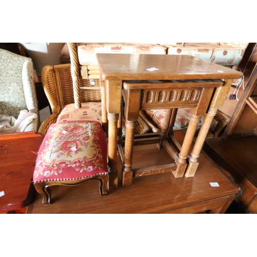 624 - Nest of 2 tables & footstool