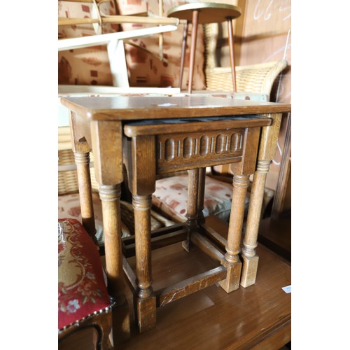 624 - Nest of 2 tables & footstool