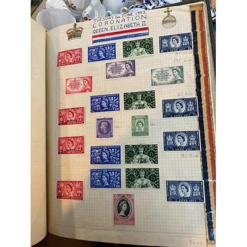 533 - Box, incl qty of stamps, few coins, etc