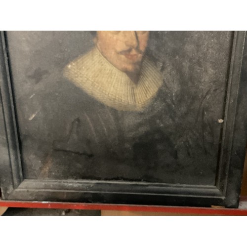 556 - Antique portrait on board