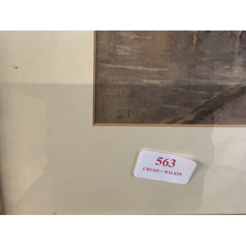 563 - Framed watercolour, signed S.P