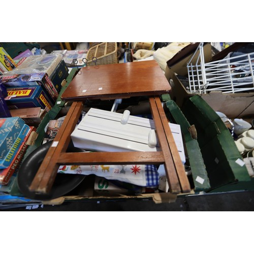 331 - 2 boxes of home misc, with table & picture