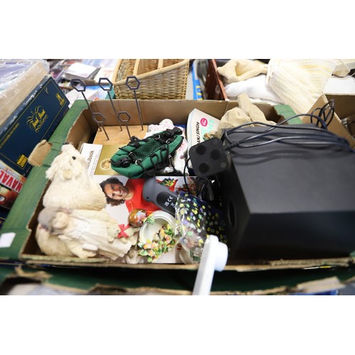 331 - 2 boxes of home misc, with table & picture