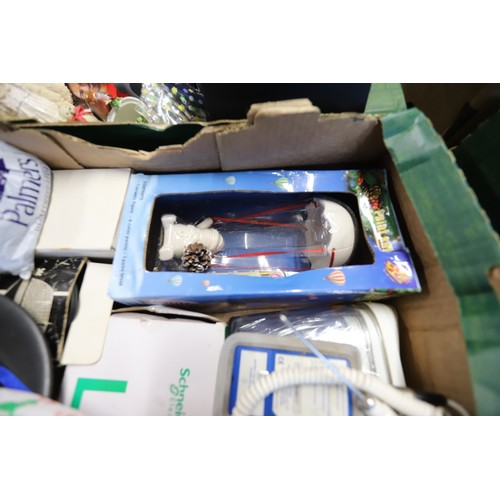 331 - 2 boxes of home misc, with table & picture