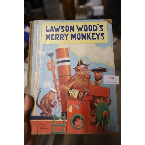 388 - Lawson Woods 1st edition 'merry monkeys' book with 16 colour plates 1946