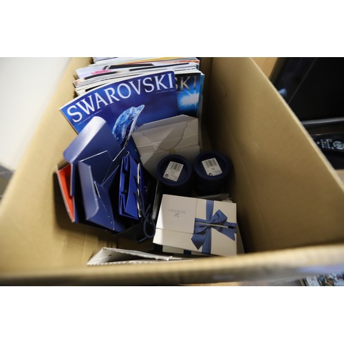 403 - Box, incl Swarovski crystal magazines, boxes, etc