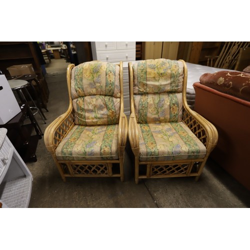 632 - Pair of cane conservatory chairs