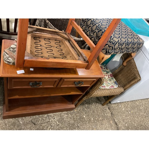 162 - Bookcase, 2 chairs, footstool, plastic storage