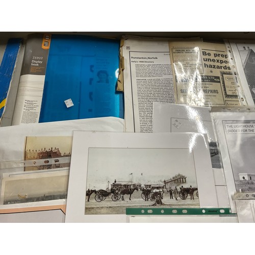 Qty of Hunstanton ephemera, paper cuttings, postcards, booklets, etc