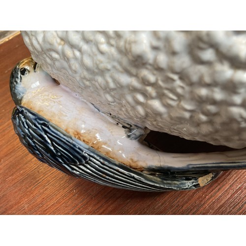 568A - George Jones majolica jug modeled as a swallow or swift building a nest AF (minor break to tail)