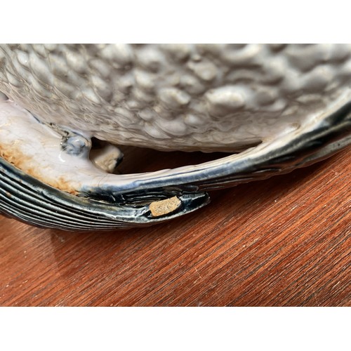 568A - George Jones majolica jug modeled as a swallow or swift building a nest AF (minor break to tail)