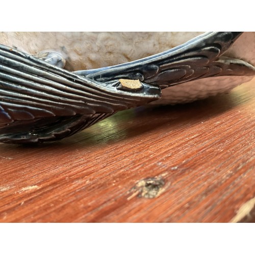 568A - George Jones majolica jug modeled as a swallow or swift building a nest AF (minor break to tail)