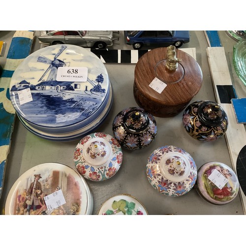 638 - Delft, enameled, pot, wood - all small trinket boxes