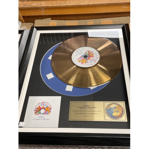 3 framed limited edition Queen gold style discs & commemorative CDs ...