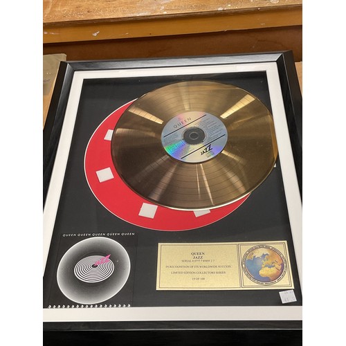 3 framed limited edition Queen gold style discs & commemorative CDs ...