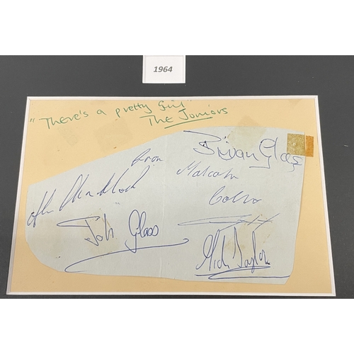 12 - ROLLING STONES INTEREST - MICK TAYLOR AND THE JUNIORS SIGNED PAGE. COA A mounted, framed and glazed ... 