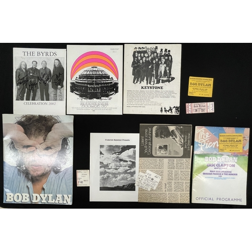 49 - BOB DYLAN / THE BYRDS - PROGRAMMES / TICKETS AND MEMORABILIA COLLECTION. Bob Dylan, Byrds memorabili... 