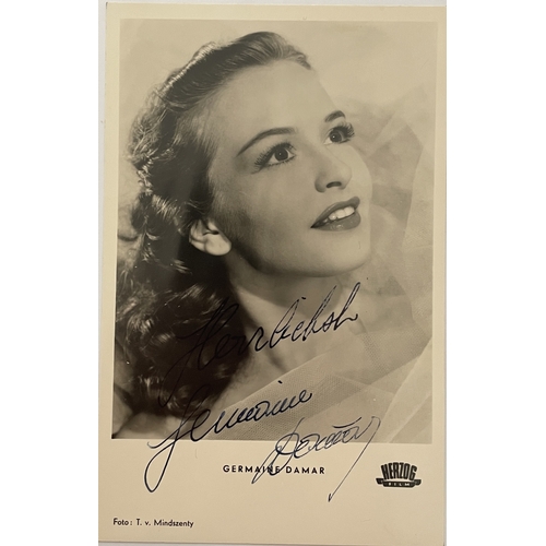 51 - AUTOGRAPHS - 1950S AND 60S STARS OF EUROPEAN POP / TV / FILM. Six signed items to inc signatures fro... 