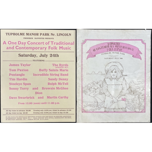 53 - 1971 TUPHOLME MANOR PROGRAMME AND HANDBILL - THE BYRDS / INCREDIBLE STRING BAND AND MORE. An origina... 