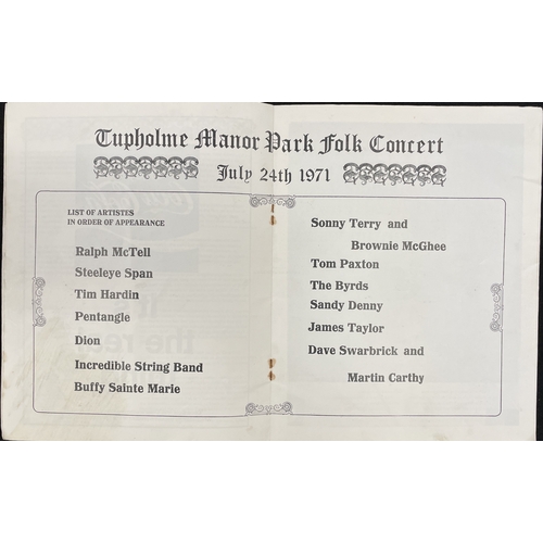 53 - 1971 TUPHOLME MANOR PROGRAMME AND HANDBILL - THE BYRDS / INCREDIBLE STRING BAND AND MORE. An origina... 