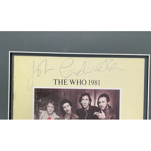 8 - THE WHO - A FULLY SIGNED 1981 CONCERT PROGRAMME. A mounted, framed and glazed display (double sided ... 