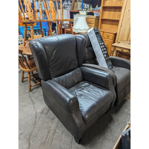 11 - Brown Leather Recliner
80cm by 80cm by 102cm
Good Condition With Minor Age Related Wear - Very Comfy... 