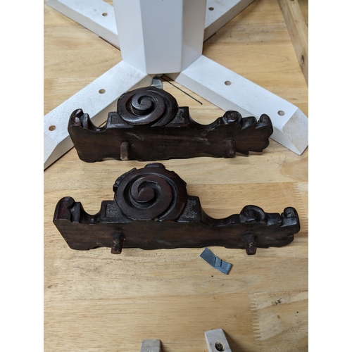 33B - Pair of Mahognay Corbels With Well Carved Rose Design 
26 x 8 x 8