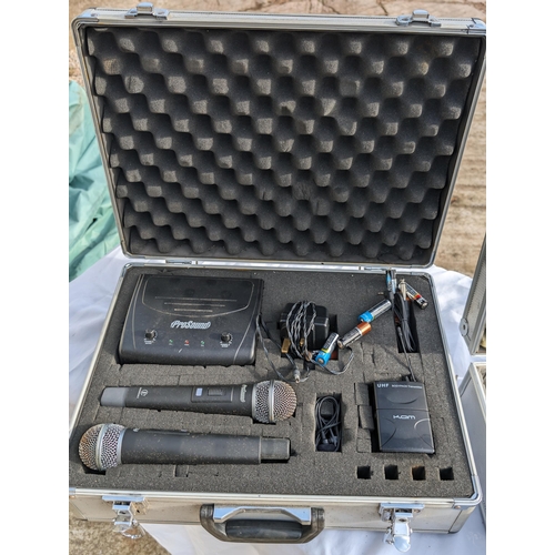 58 - PA System - Pro Sound Mic Etc In Two Metal Carry Cases